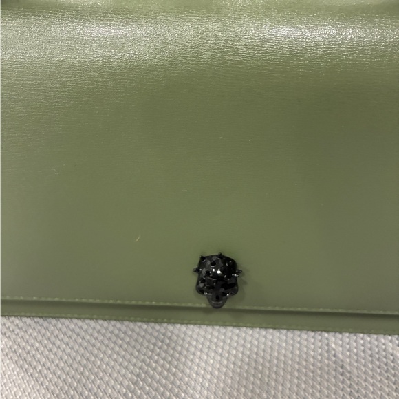 NIB Alexander McQueen Biker Skull Khaki Green Flap Shoulder Crossbody Bag - Picture 4 of 10